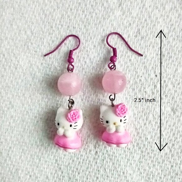 Hello Kitty Pink Bead Earrings - Picture 4 of 4